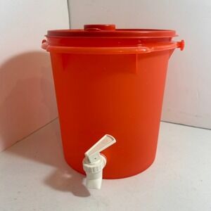 Vintage Tupperware Orange 5L Beverage Dispenser Spigot 1312 Round Water Jug‎ Lid